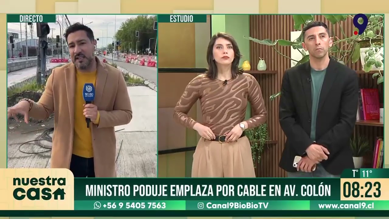Ministro Poduje emplaza por cable en Av. Colón en Talcahuano
